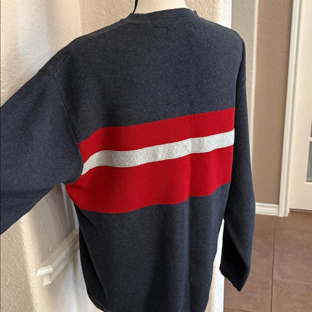 Vintage 90’s Structure blue & red striped V-neck sweater Size M
